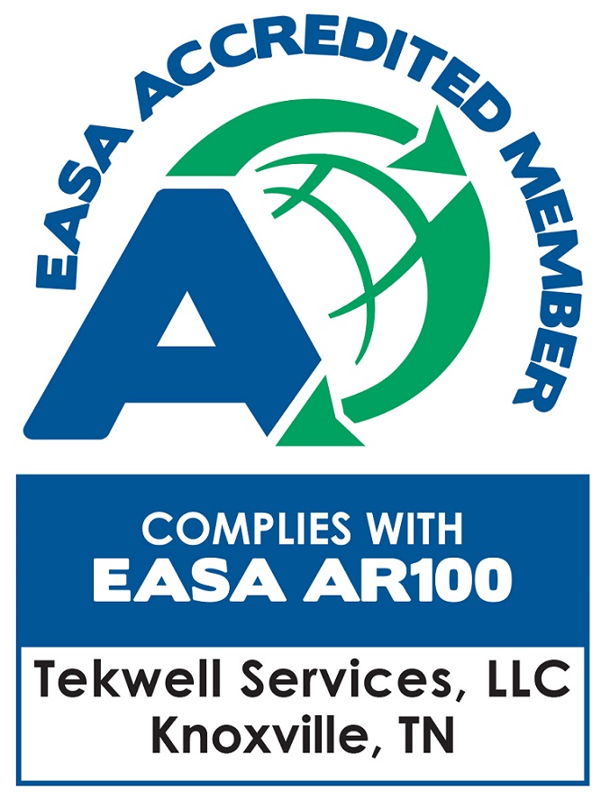 The EASA accreditation logo for Tekwell Services an electric motors repair shop in Knoxville, TN